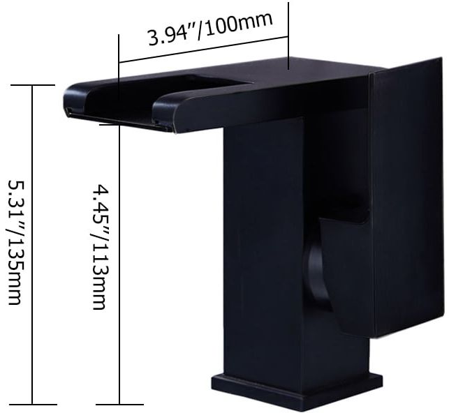 HMR - Waterfall Single Handle Brass Bathroom Sink Faucet with LED in Antique Black