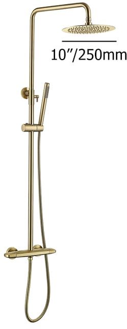 HMR - 10" Luxury Shower Fixture with Rainfall Shower Head in Brushed Gold