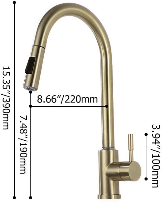 HMR Touch Kitchen Faucet Pull Out Spray Single Handle - Brushed Gold, Stainless Steel