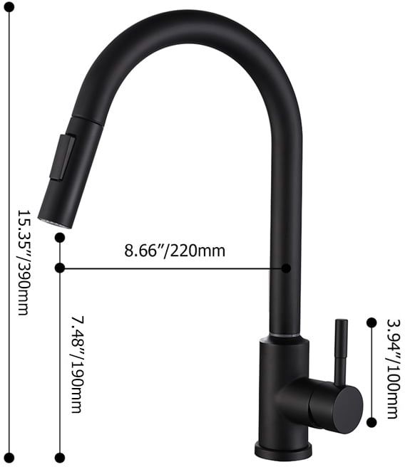HMR Touch Kitchen Faucet Pull Out Spray Single Handle - Matte Black, Stainless Steel