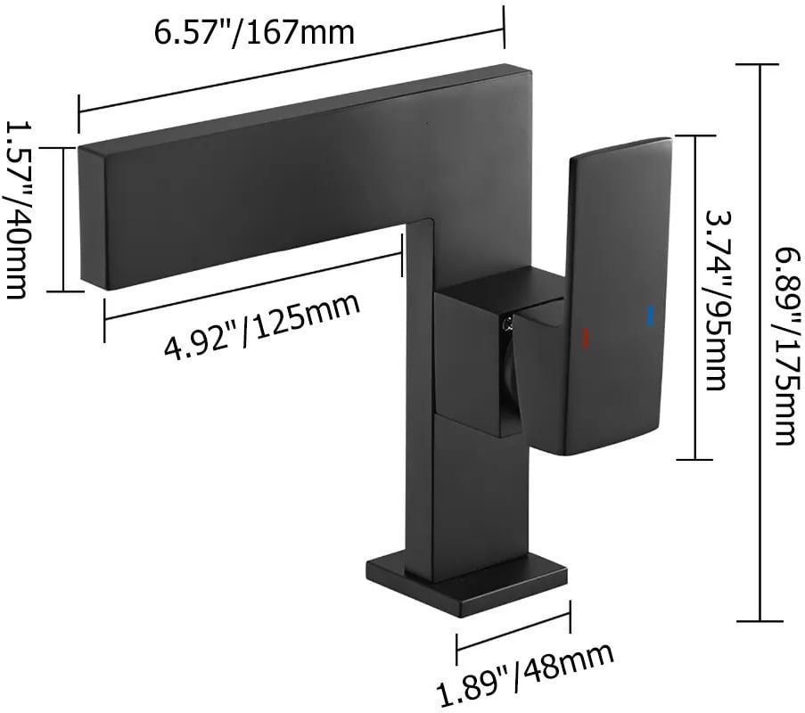 HMR - Single Handle Waterfall Sink Faucet One Hole in Matte Black, Brass