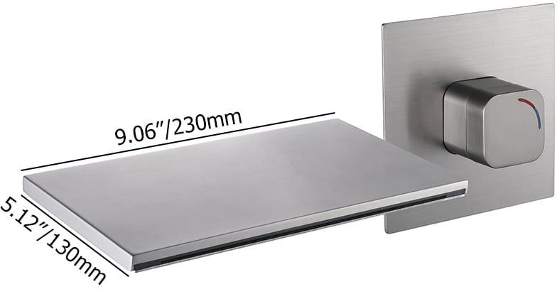HMR Waterfall Wall Mount Bathroom Sink Faucet Single Knob - Brushed Nickel