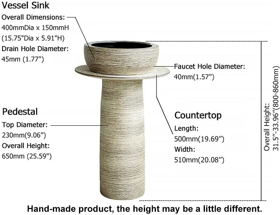 HMR - Pedestal Sink Wash Sink Outdoor and Indoor in Kaolin Clay