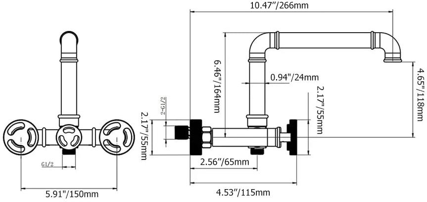 HMR - Ruth Wall Mounted Filler Faucet with Hand Shower in Brass
