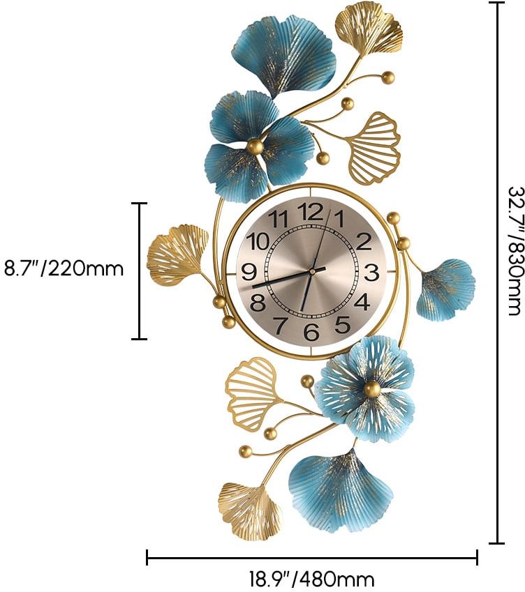 HMR Modern 3D Wall Clock Decor Art - Blue/Gold, Style B