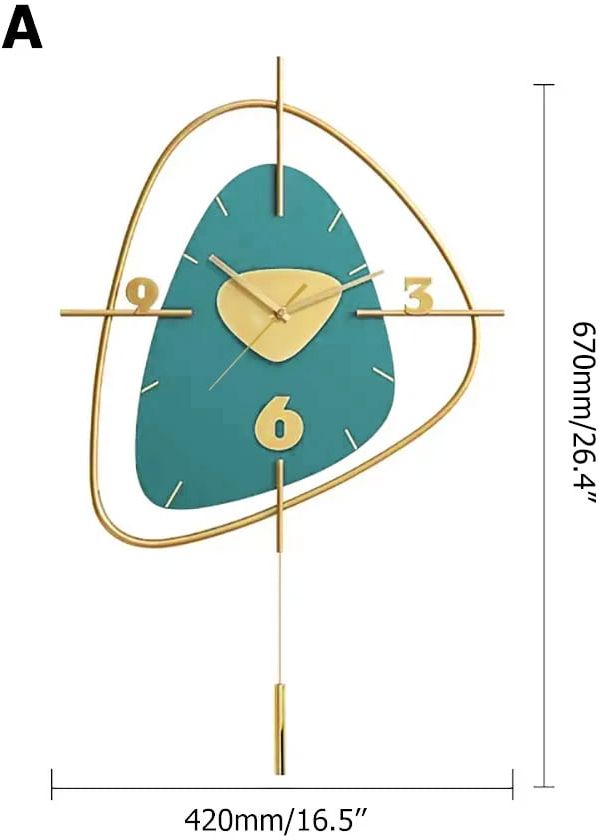 HMR Creative Scandinavian Wall Clock - Gold/Dark Green, Style A