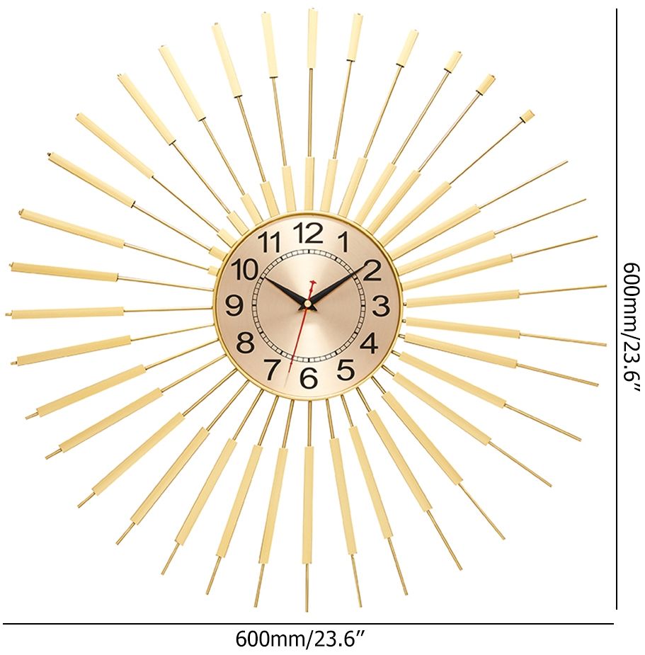 HMR - Oversized 24"L Wall Clock with Helical Shape Metal Frame in Gold