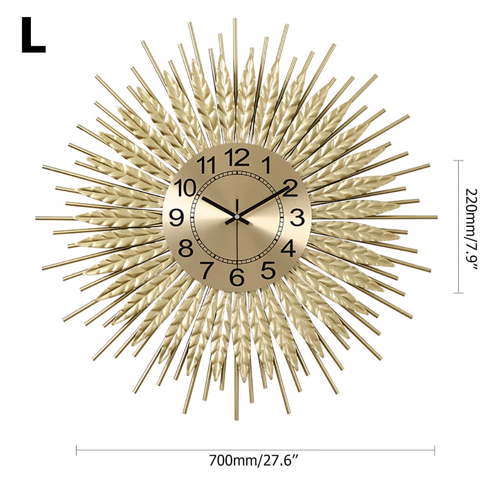 HMR 3D Sunburst Metal Oversized Wall Clock - Gold, Large