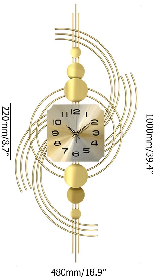 HMR Modern 3D Metal Wall Clock with Golden Geometric Frame - Style A