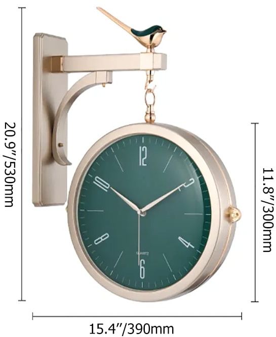 HMR Modern Double-Sided Wall Clock - Green