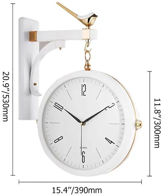 HMR Modern Double-Sided Wall Clock - White