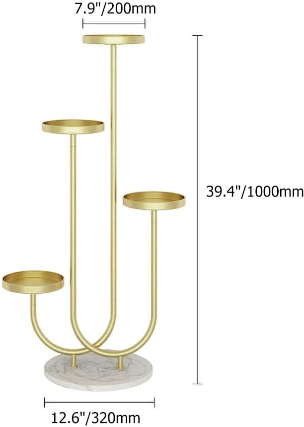 HMR - Metal Gold Plant Pot for Indoor in Large in 4-Shelf