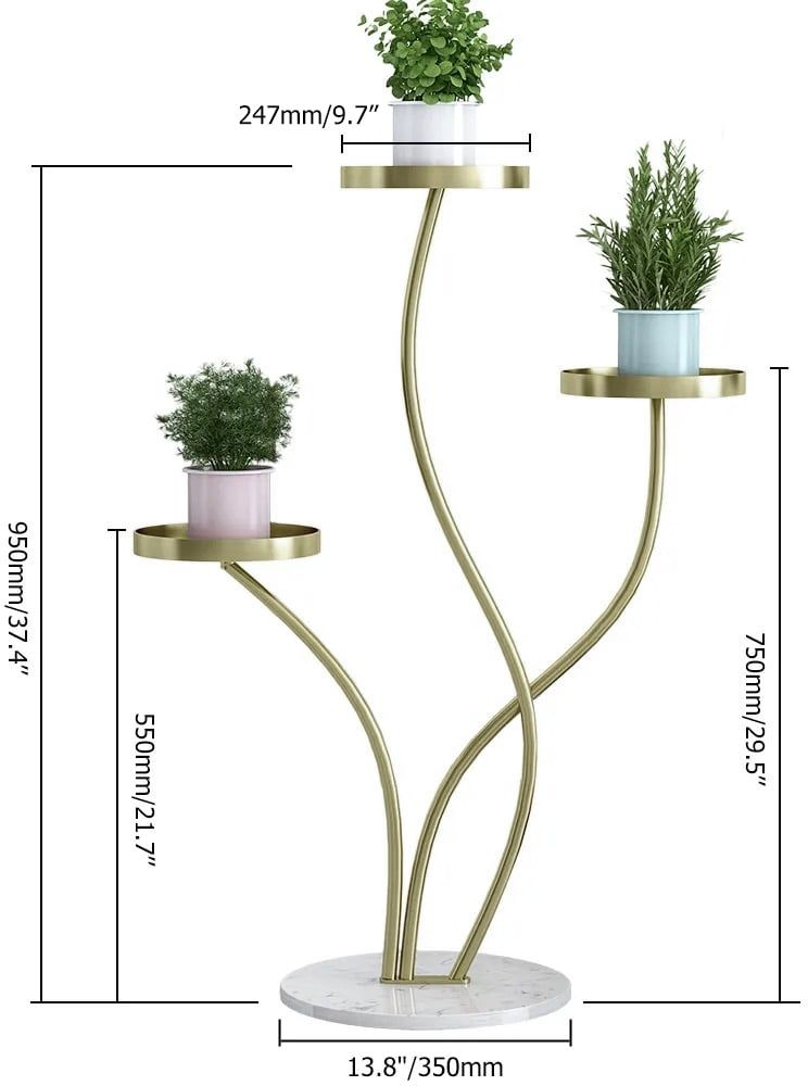 HMR - Metal Indoor 3-Tier Corner Planter in Gold