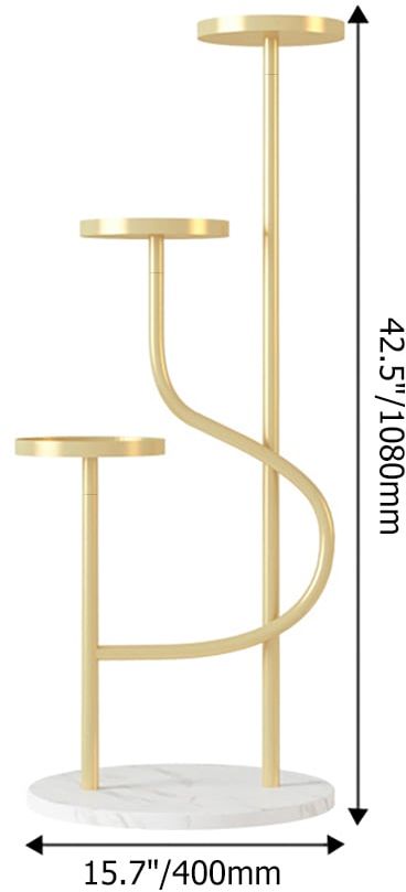 HMR - 42.5" 3-Tier Modern Tall Metal Plant Stand in Gold