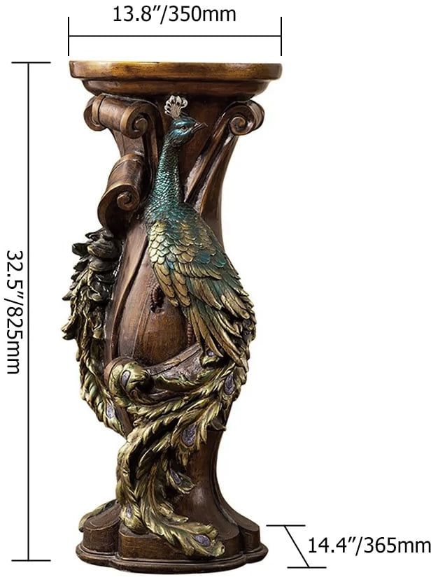HMR - 32.5" Vintage Peacock Indoor Freestanding Planter in Multi-Colored