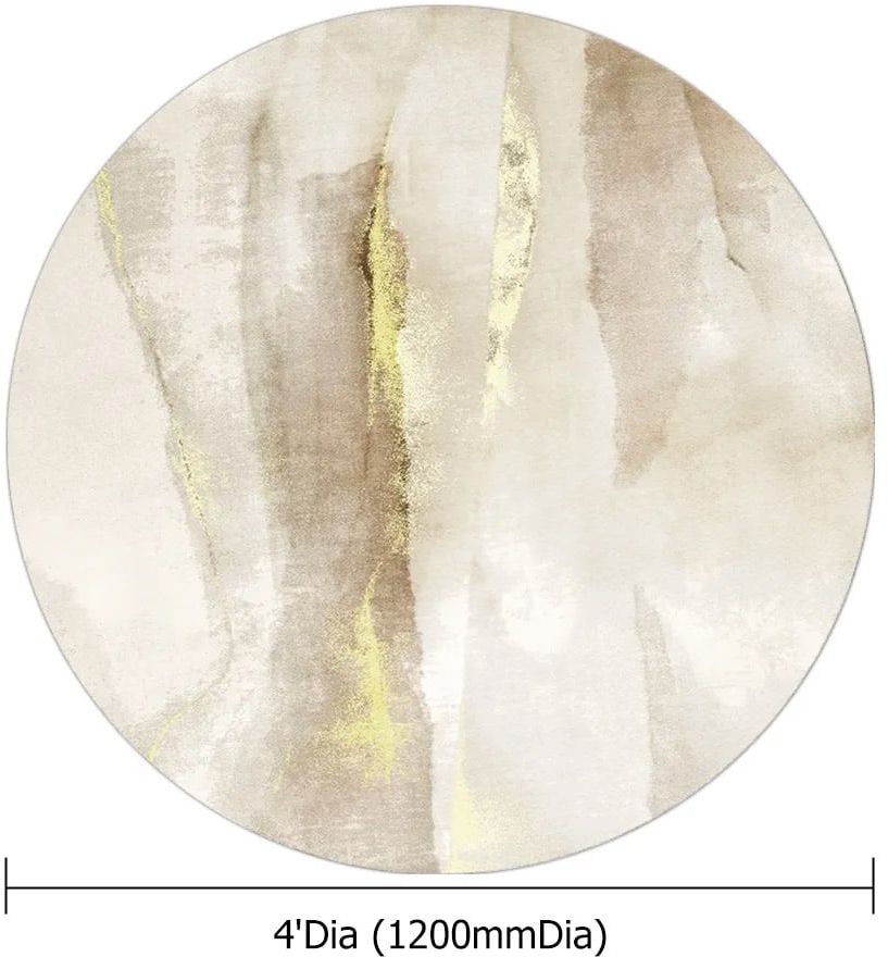 HMR Modern Abstract Round Indoor 4' x 4' Area Rug - Gray/Gold, Style B
