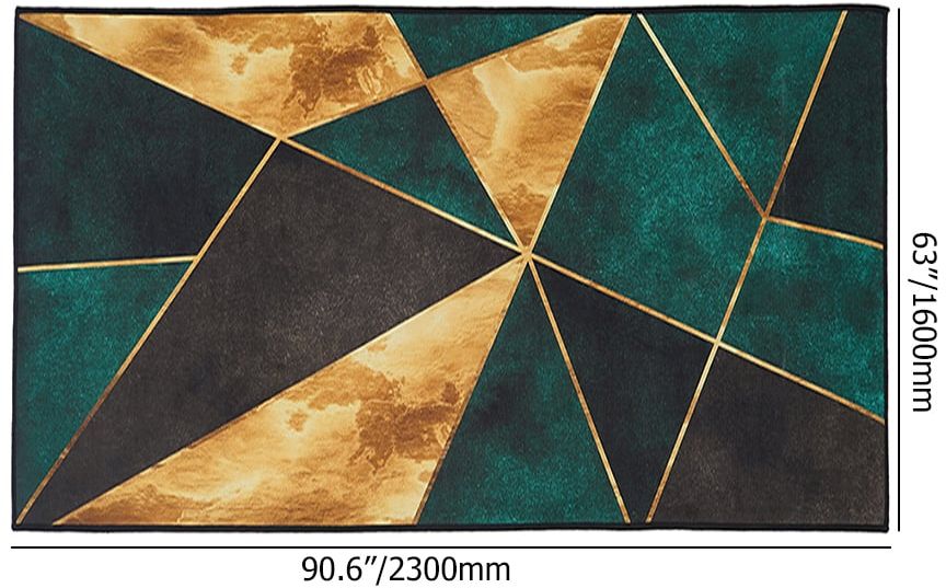 HMR Modern 5' x 7' Geometric Rectangular Area Rug - Green/Gold/Black