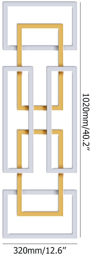 HMR - 2 Pieces Geometric Rectangle Metal Wall Decor in Gold and Silver