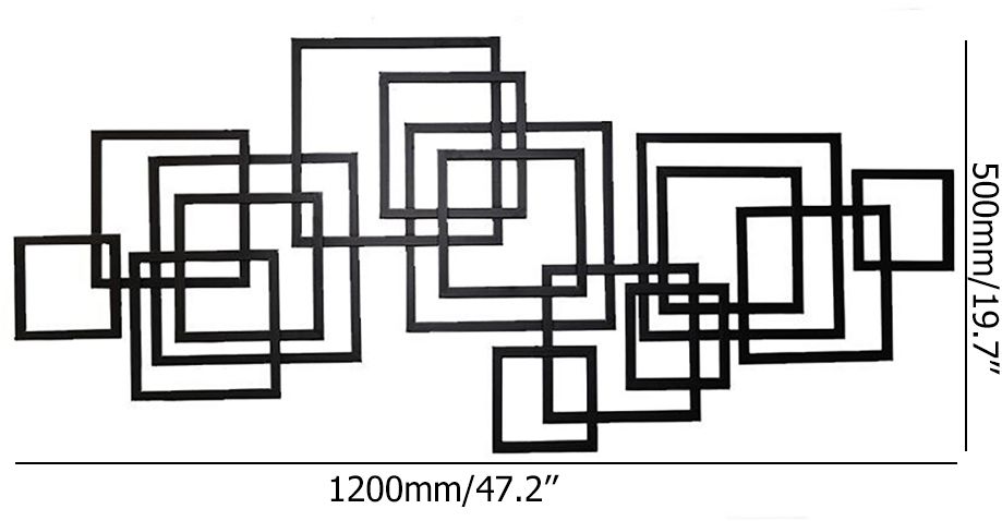 HMR - Rectangle Wall Decor Minimalist Metal Geometric in Black