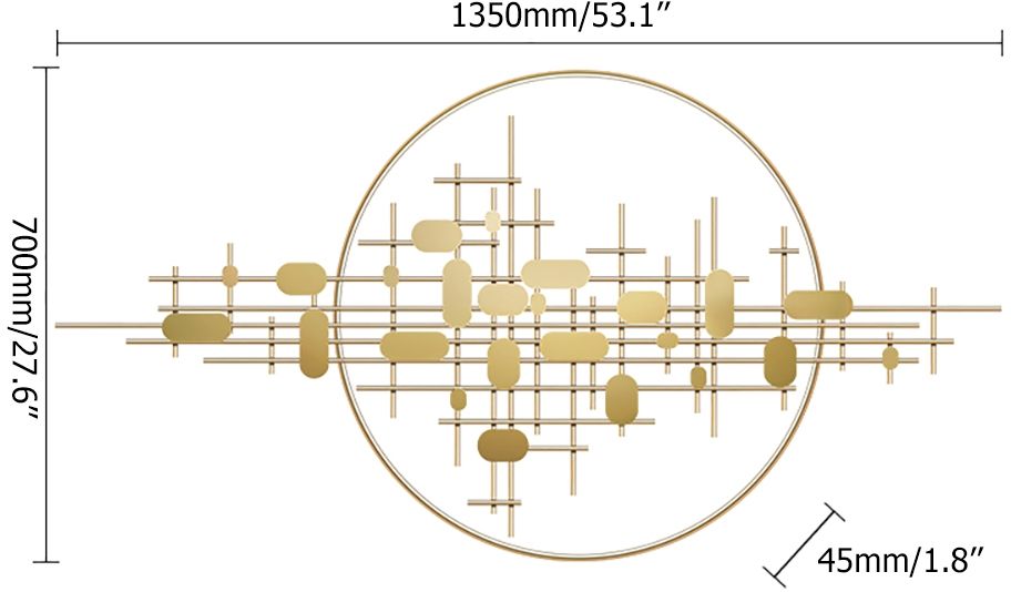HMR - 3D Big Wall Decorative Metal Home Hanging Art in Gold