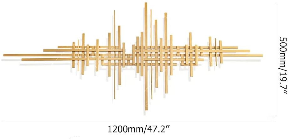 HMR - Geometric Lines Metal Wall Home Hanging Accent in Gold