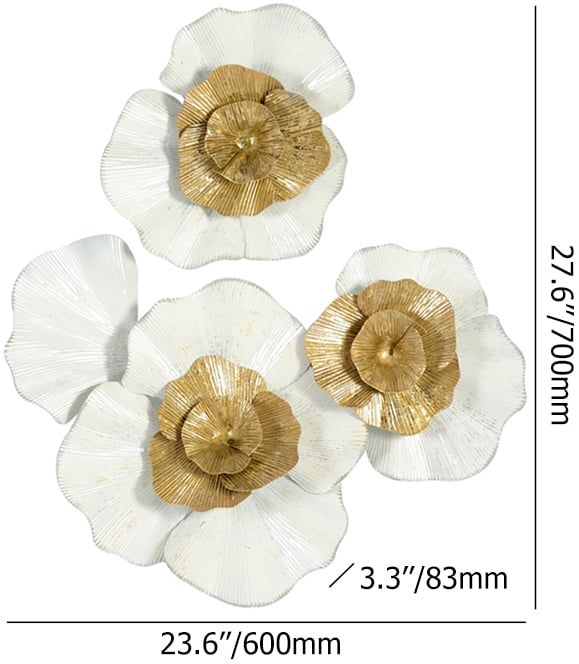 HMR - Metal Flower Wall Decor in Gold and White
