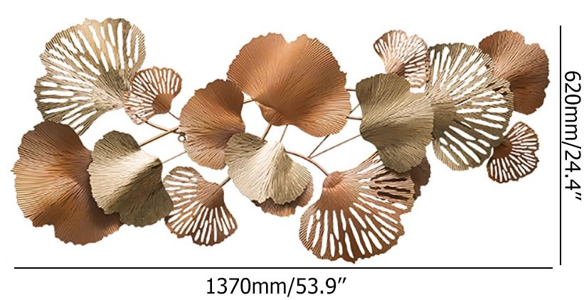 HMR - Farmhouse Ginkgo Leaves Wall Metal Art in Gold