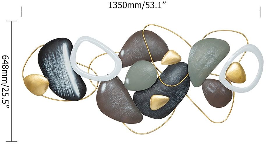HMR - Creative Metal Stone Wall Decor in 53.1"L x 25.5"H