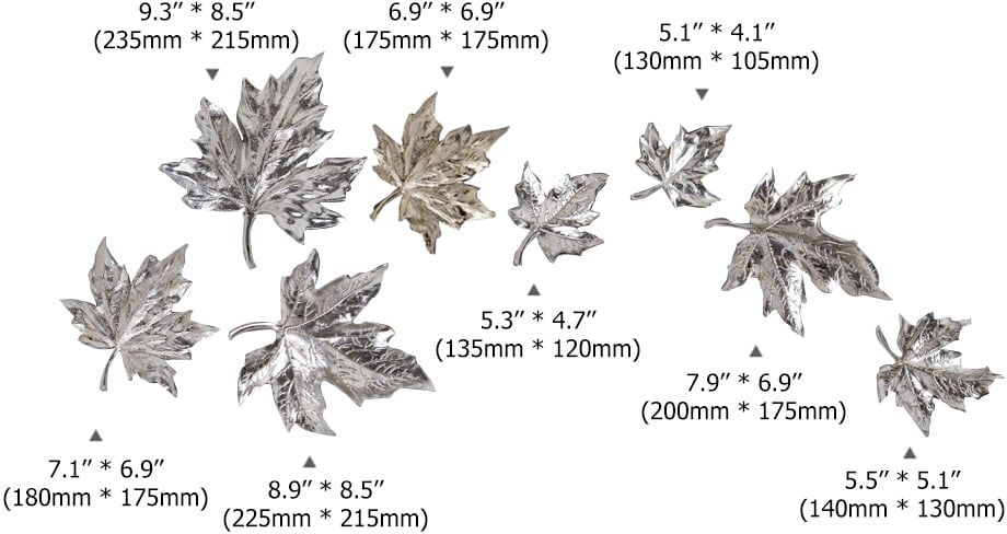 HMR - 8 Pieces 3D Maple Leaves Home Wall Decor in Gold