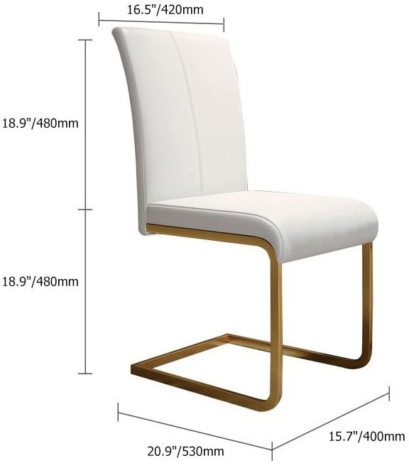HMR Modern Dining Chairs with PU Leather Upholstery (Set of 2) - White