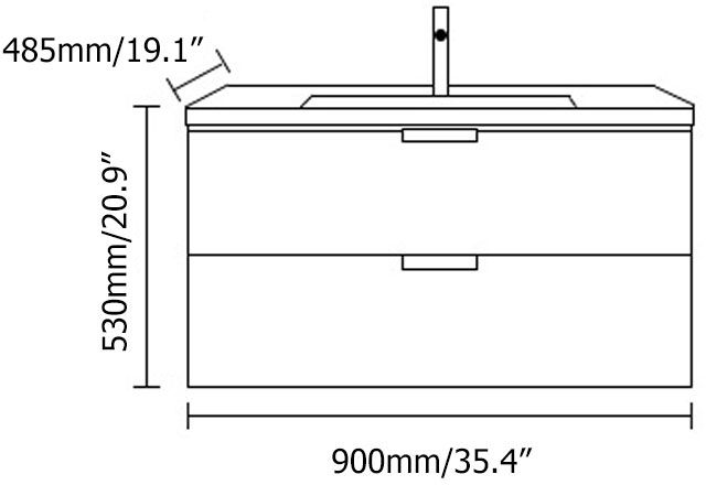 HMR - 36" Floating Bathroom Vanity Wall Mount in Single Sink