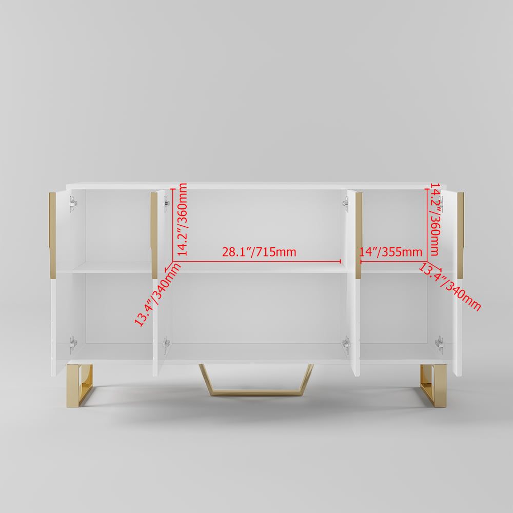 HMR Aro Series Modern 59.1" Affordable Sideboard with Storage - White/Black