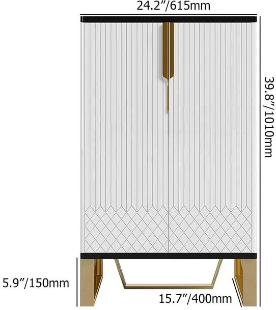 HMR Aro Series Shoe Cabinet - White/Black