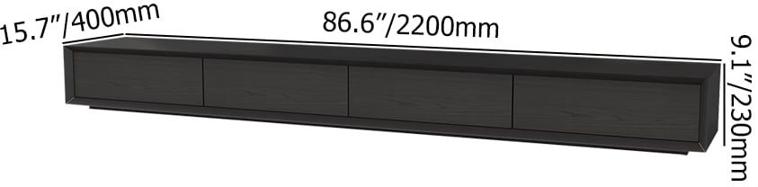 HMR Morami Series Modern 87" Rectangular TV Stand with 4 Drawers - Black