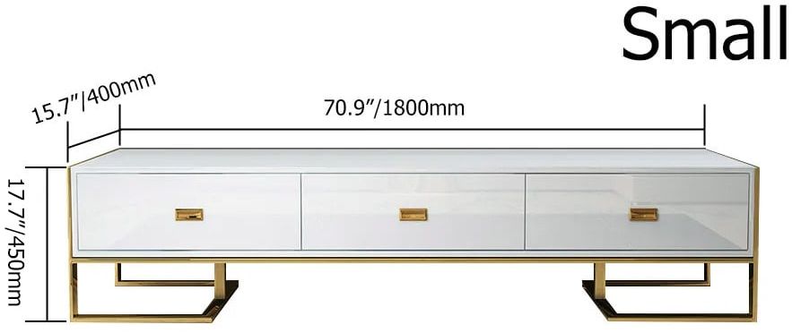HMR Jocise Modern 71" TV Stand 3 Drawers Media Console - White/Gold