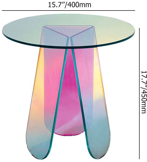 HMR - End and Clear Side and Accent Table Iridescent in 15.7"Dia x 17.7"H