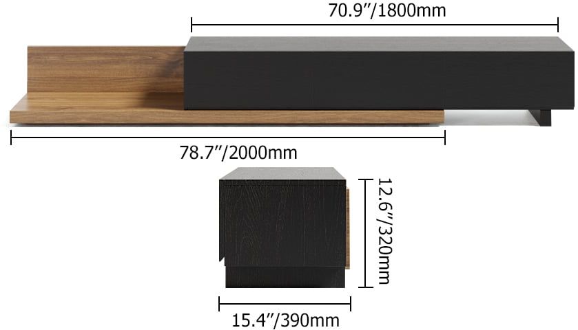 HMR Extendable Floor TV Stand with 3 Drawers (71"-120") - Black & Walnut