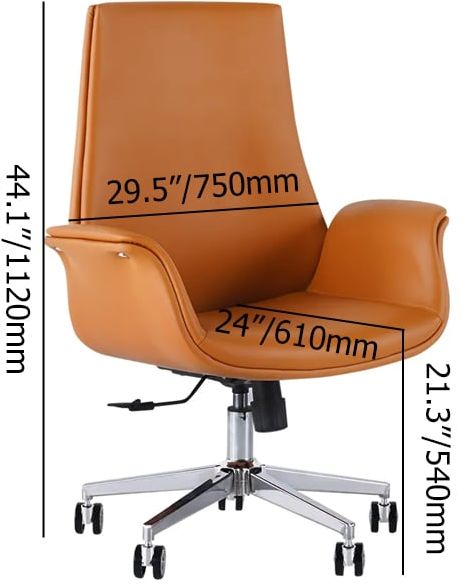 HMR - Office Upholstered PU Leather Swivel Chair in Orange