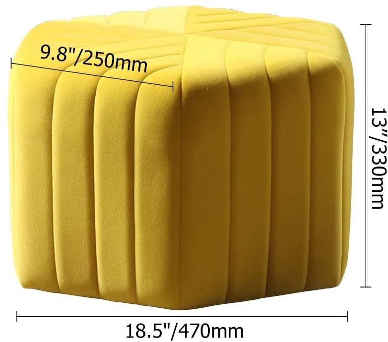 HMR Wide Hexagonal Pouf Ottoman - Orange, Velvet