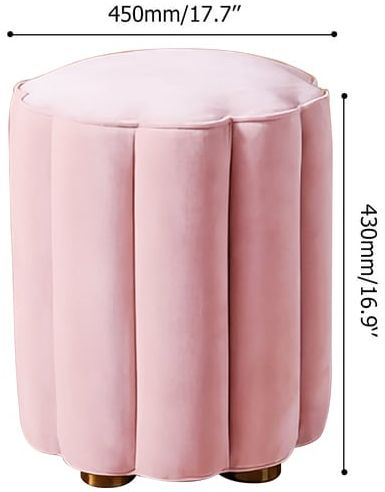 HMR Round Makeup Vanity Stool - Pink, Velvet