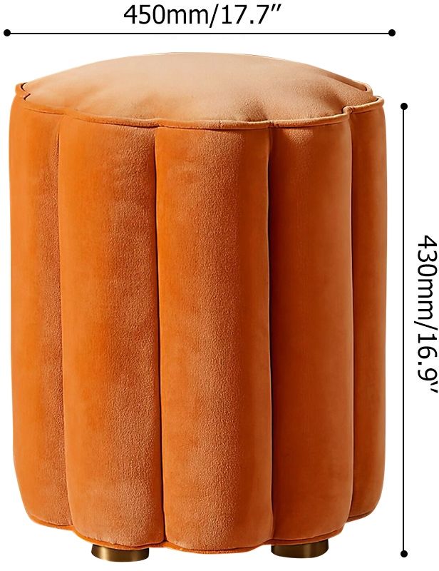 HMR Round Makeup Vanity Stool - Orange, Velvet