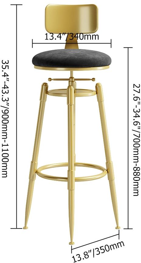 HMR Modern Adjustable Swivel Bar Stools with Velvet Upholstery (Set of 2) - Black