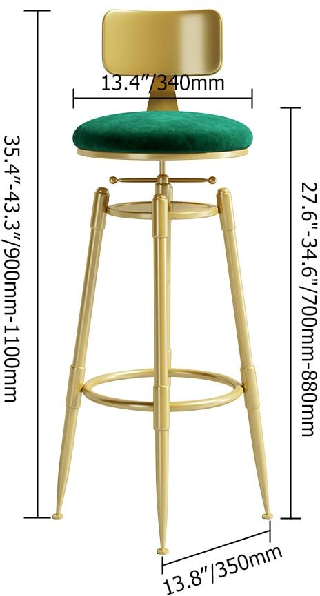 HMR Modern Adjustable Swivel Bar Stools with Velvet Upholstery (Set of 2) - Green