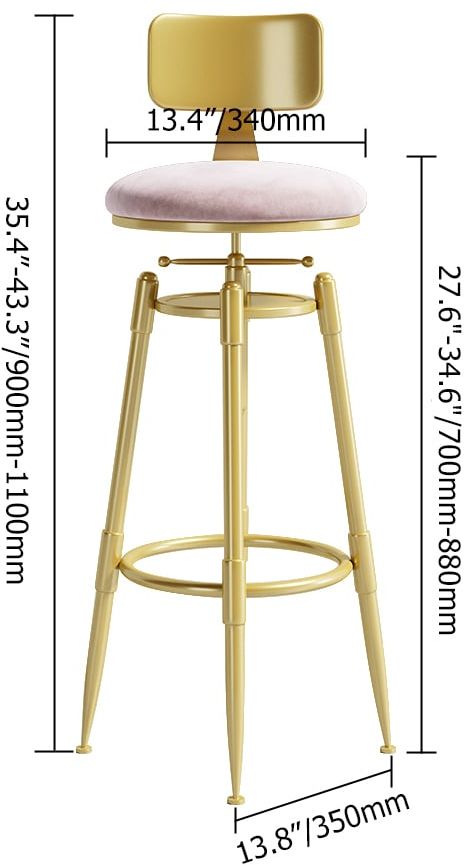 HMR Modern Adjustable Swivel Bar Stools with Velvet Upholstery (Set of 2) - Pink