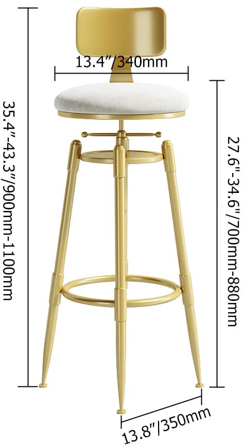 HMR Modern Adjustable Swivel Bar Stools with Velvet Upholstery (Set of 2) - White