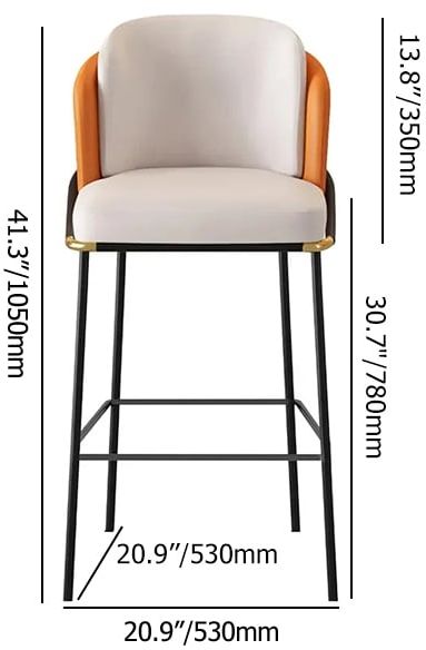 HMR Linenic Series Modern PU Leather Bar Stools - Orange, 20.9"L x 20.9"W x 41.3"H, 1-Piece