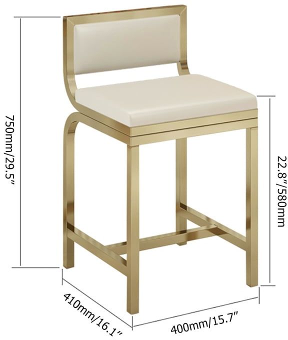 HMR - Modern PU Leather Upholstery Counter Height Bar Stool with Back (Set of 2) in White