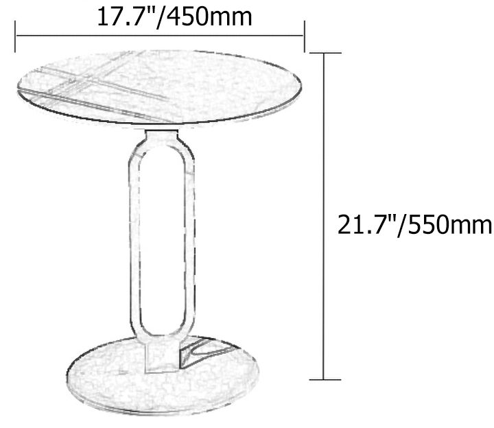 HMR - Dark Gray Sintered Stone Round Side Table Carbon Steel Base in Black