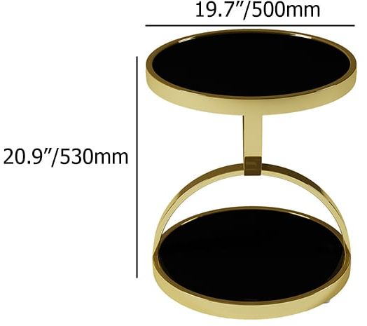 HMR - Round Side Table Tempered Glass in Black