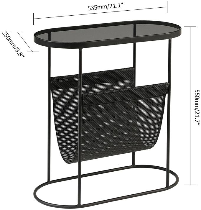 HMR - Oval Table Magazine Holder in Black